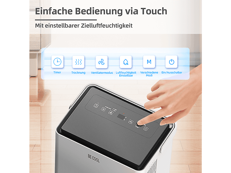 Be Cool 30 Liter Design- Luftentfeuchter Luftentfeuchter Weiß (530 Watt, 25 m²) — Foto 5 von 5