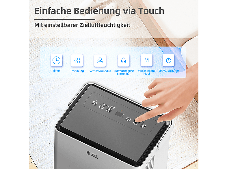 Be Cool BC20LEF2301 Luftentfeuchter Weiß (420 Watt, Entfeuchterleistung: 20 l/d, 20 m²) — Foto 5 von 5