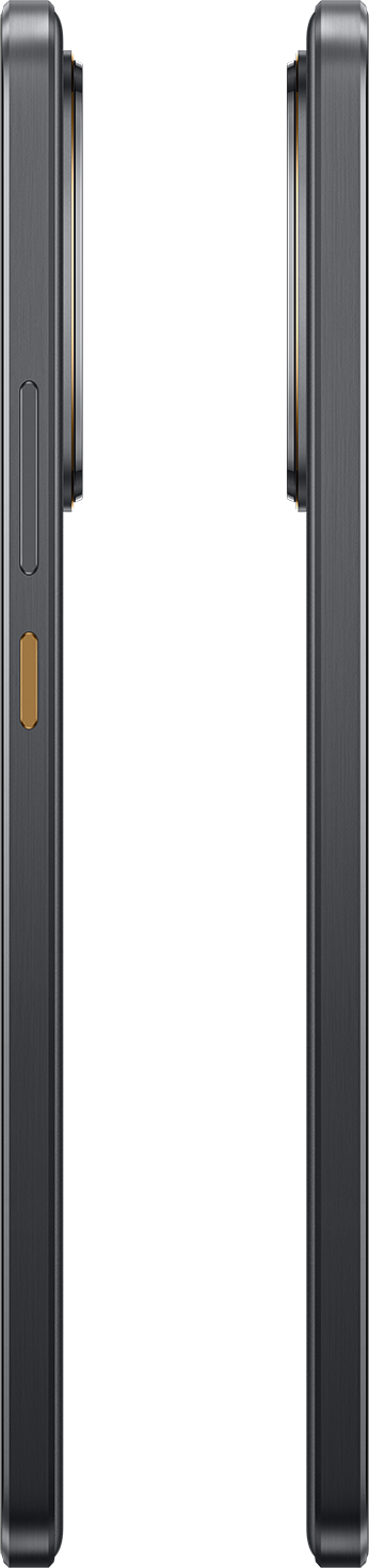 Egy fekete mobiltelefon oldalsó nézete.