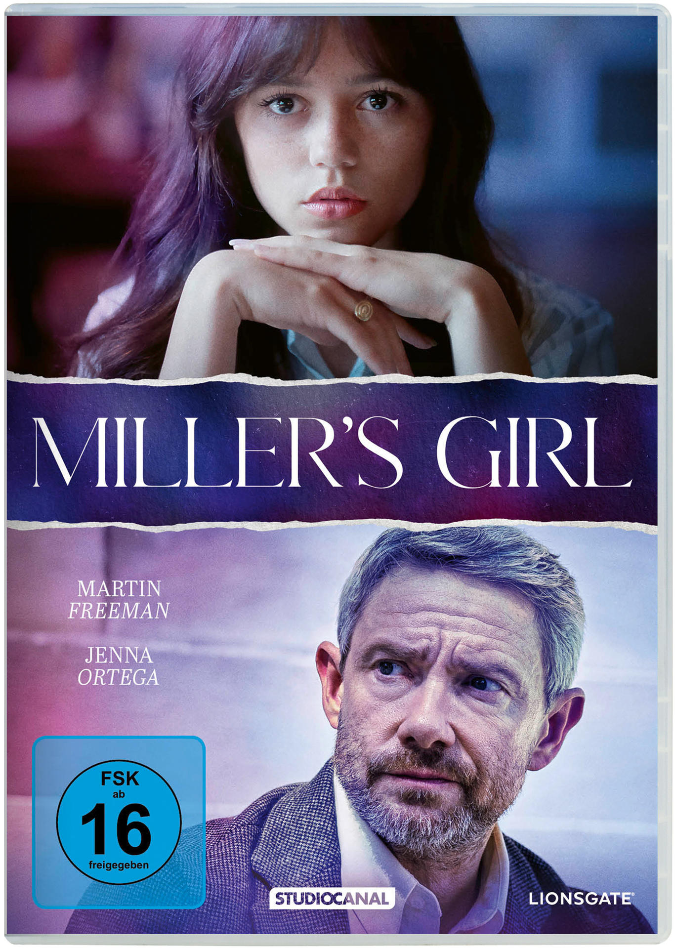 Filmplakat für „Miller's Girl“ mit Martin Freeman und Jenna Ortega. Kinostart.