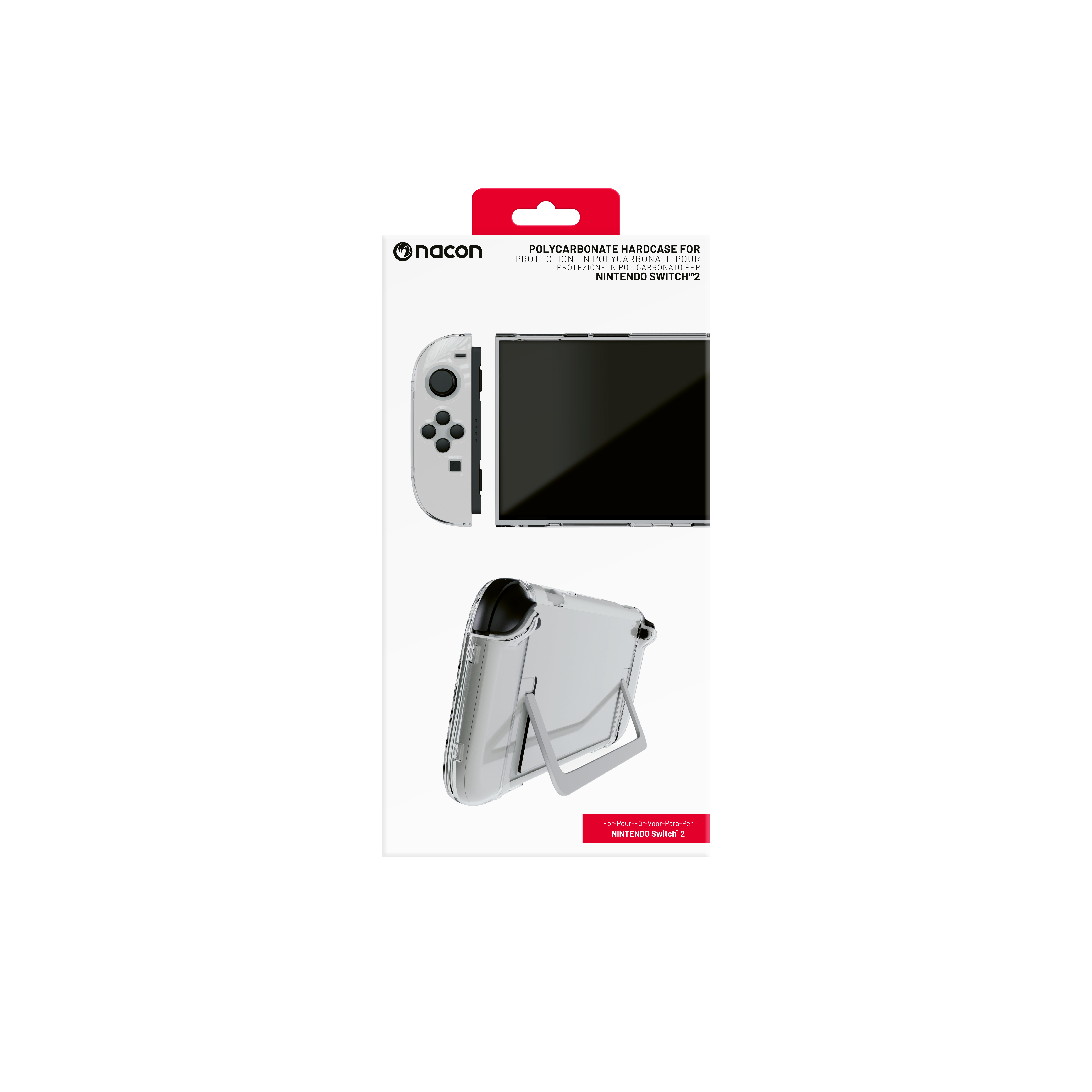 Eine weiße Nintendo Switch-Hülle mit Bildern von Switch und Controller.