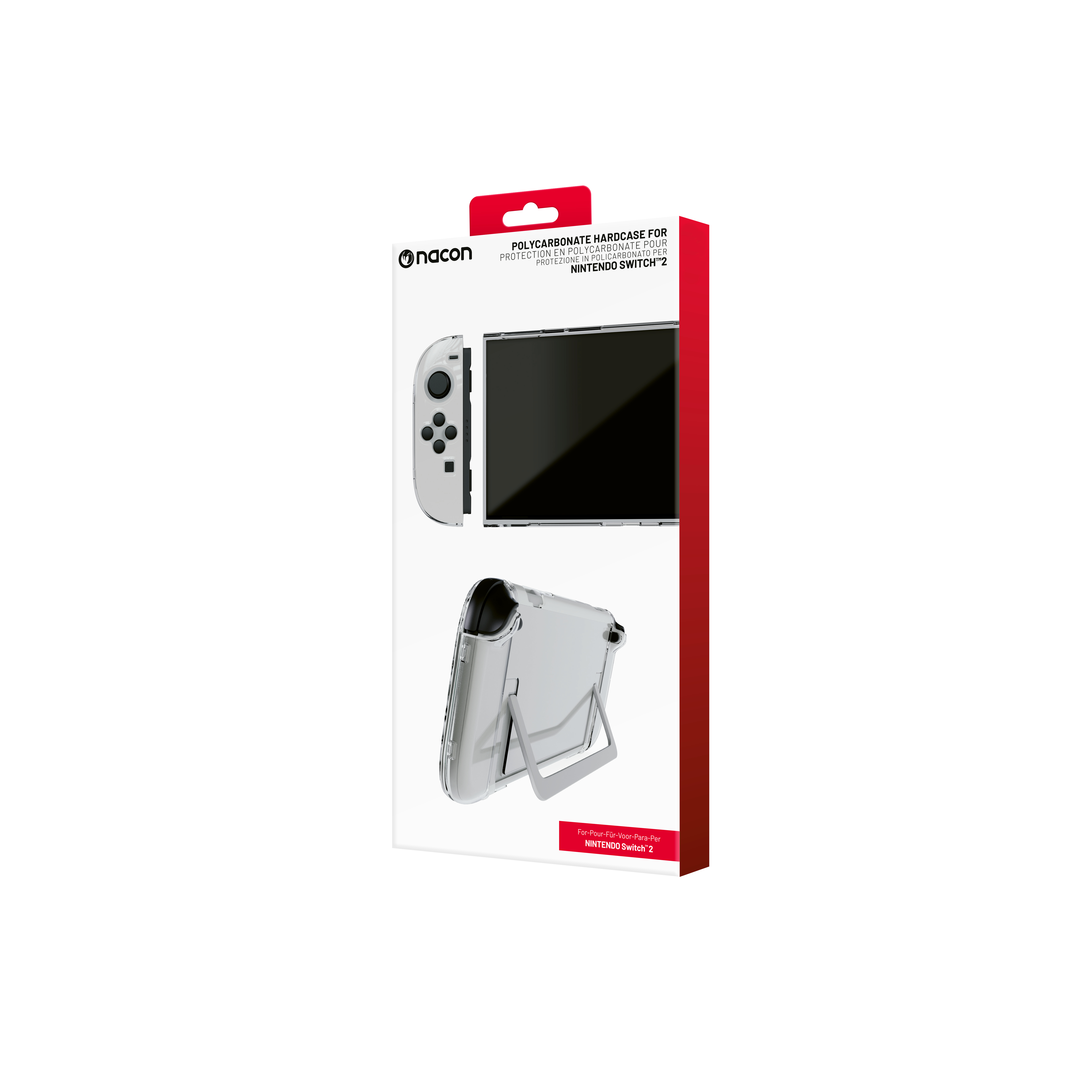 Eine weiße Nintendo Switch-Hülle mit Bildern von Switch und Controller.