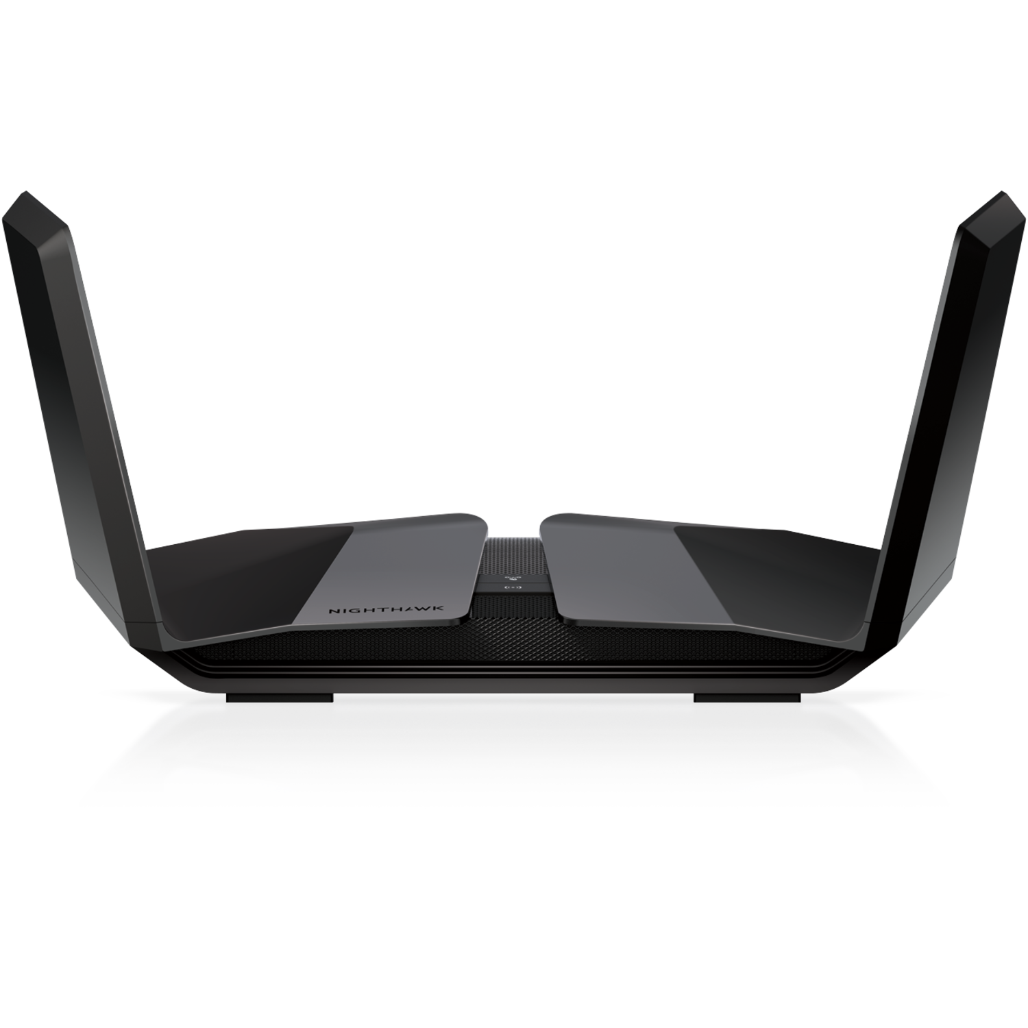 Zwarte Nighthawk router, antennes omhoog.