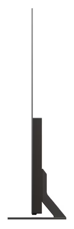 Czarny soundbar z wymiarami i czarny subwoofer.