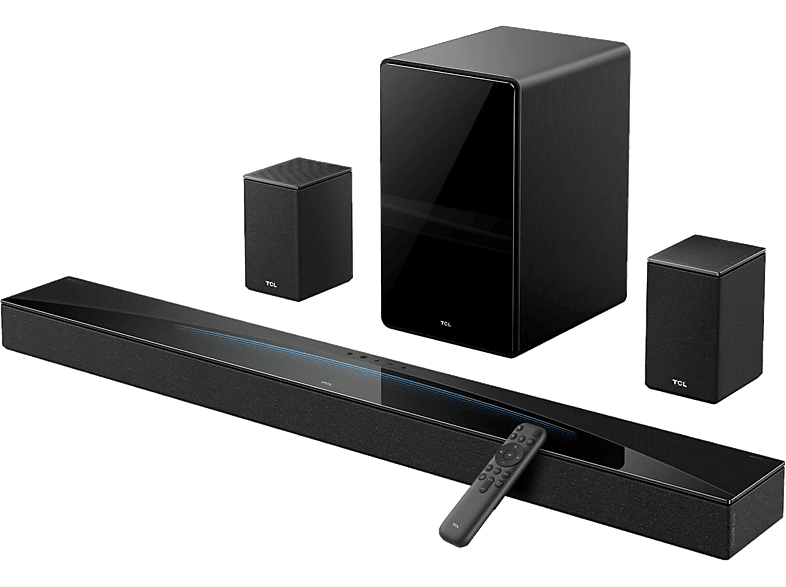 Barra de sonido - TCL Q85HE, Bluetooth, Inalámbrico, 860W, Dolby Atmos, Canal 7.1.4, Titanio oscuro
