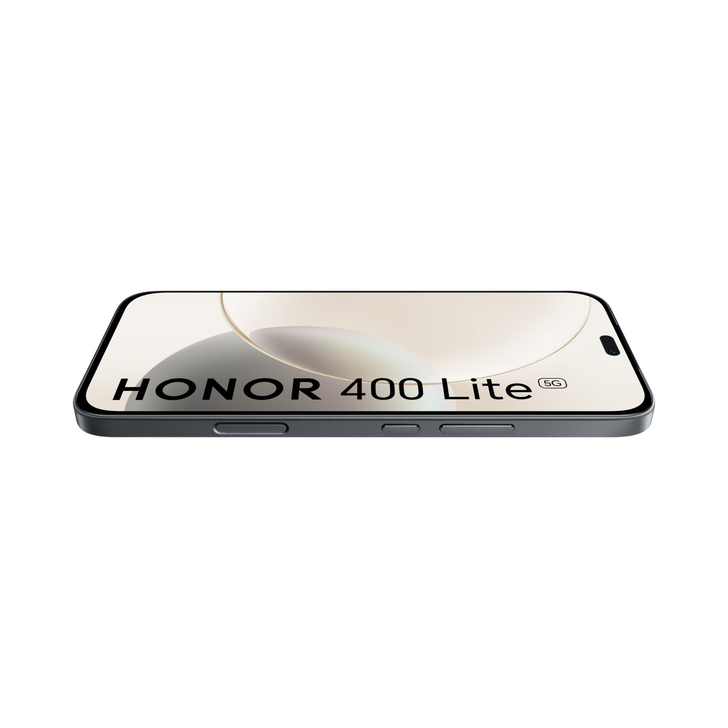 Smartphone met Honor 400 Lite 5G op het scherm, bovenaanzicht.