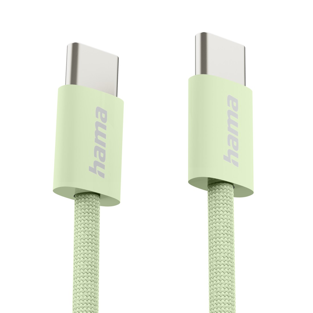 Zwei grüne Kabel mit USB-C-Anschlüssen. Der Markenname „hama“ ist aufgedruckt.