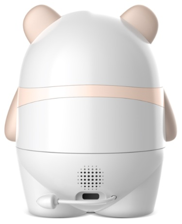 Czarna mysz na drewnianej powierzchni, tekst po lewej stronie, dłoń używająca jej.