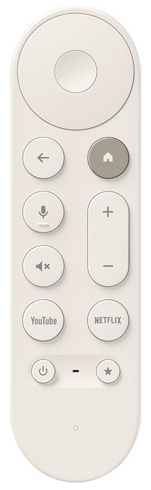 Biały pilot z przyciskami do funkcji telewizora.