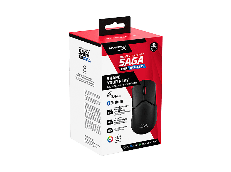 HyperX Pulsefire Saga Pro Wireless Gaming Muis Zwart