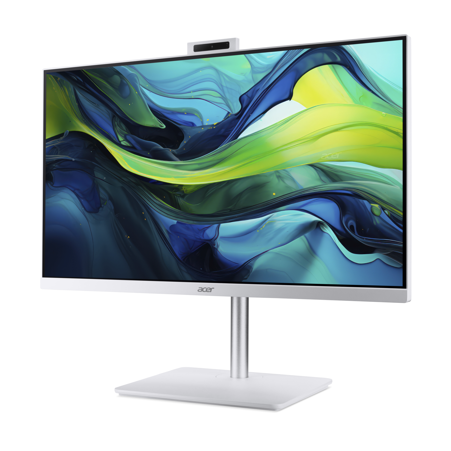 A white all-in-one desktop computer with the Acer logo.