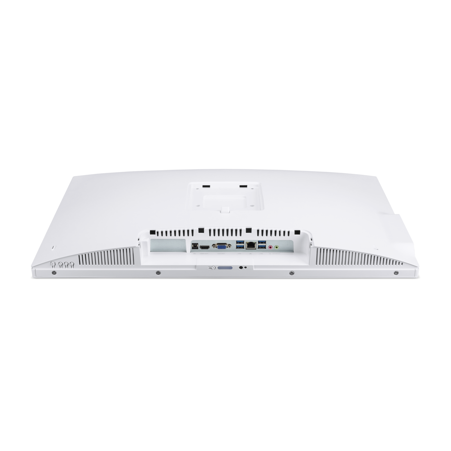 Back view of a white Acer monitor with ports.