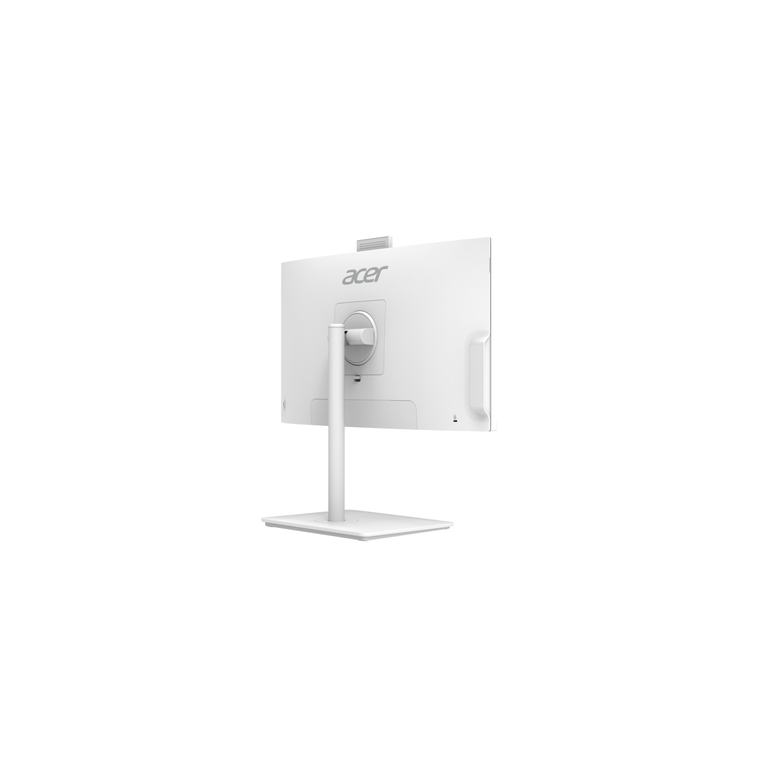 White Acer monitor back view with stand and logo.