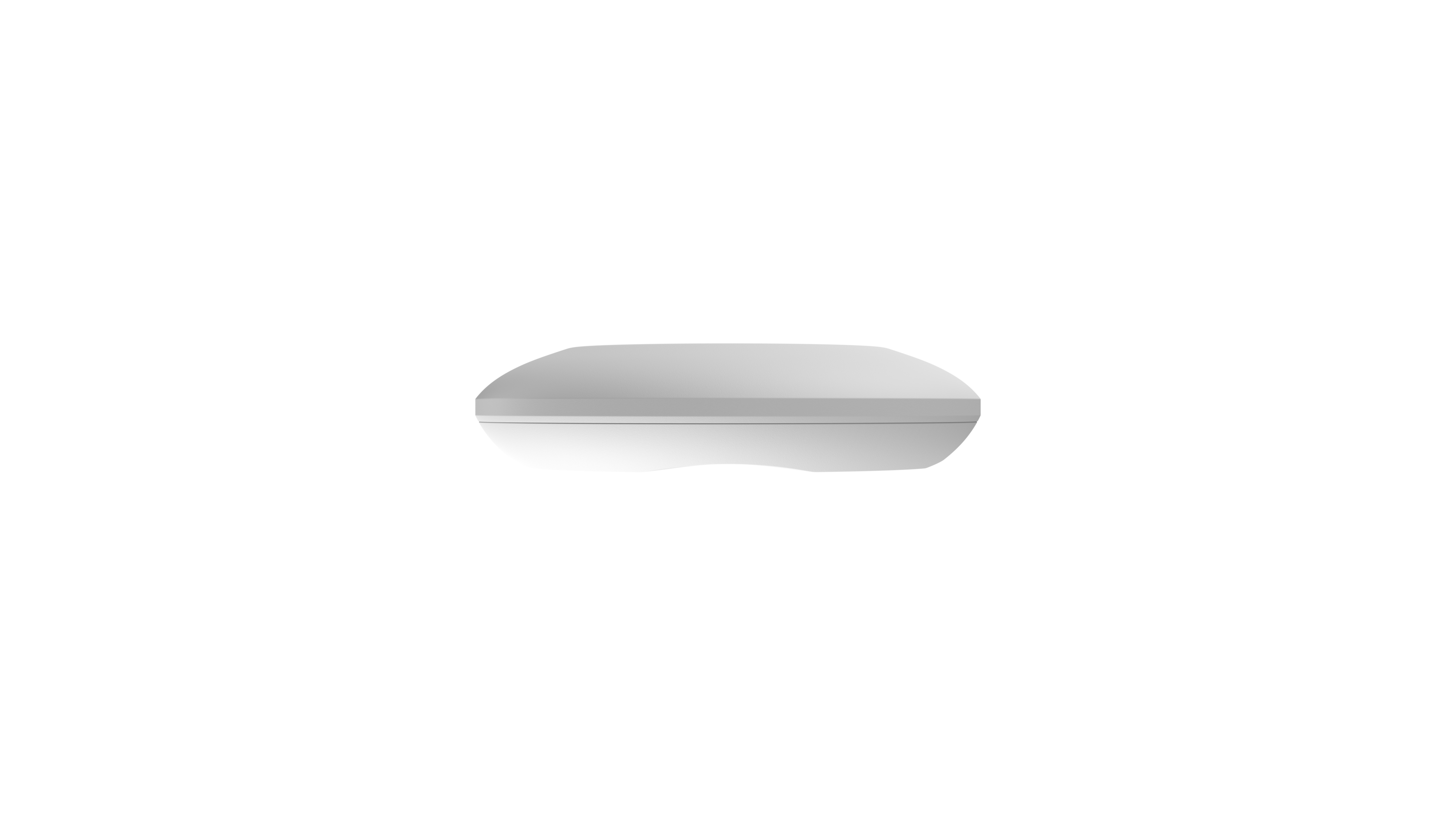 Eine weiße, ovale Computermaus auf schwarzem Hintergrund.