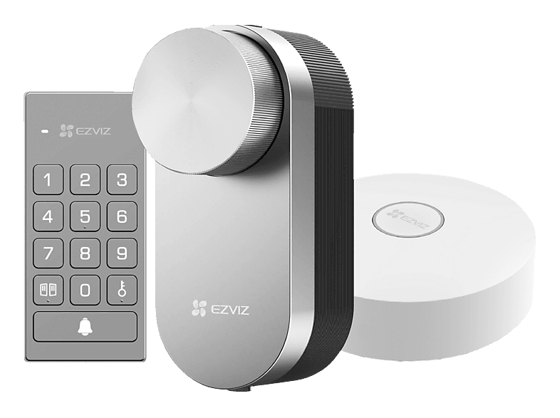 EZVIZ DL01 PRO+DL01CP+A3 Smartes Türschloss Kit, Silber Kunststoff, Metall