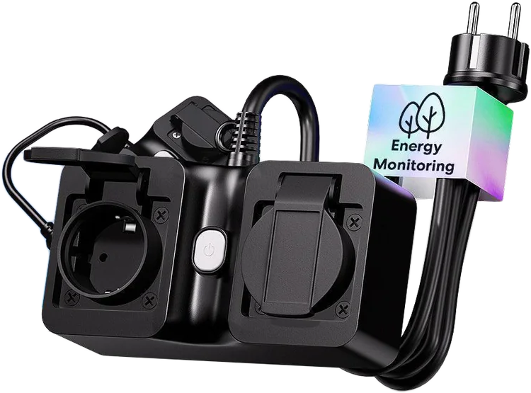 MEROSS Kültéri hosszabbító, dupla teljesítmény mérővel (MOP320MA-EU)