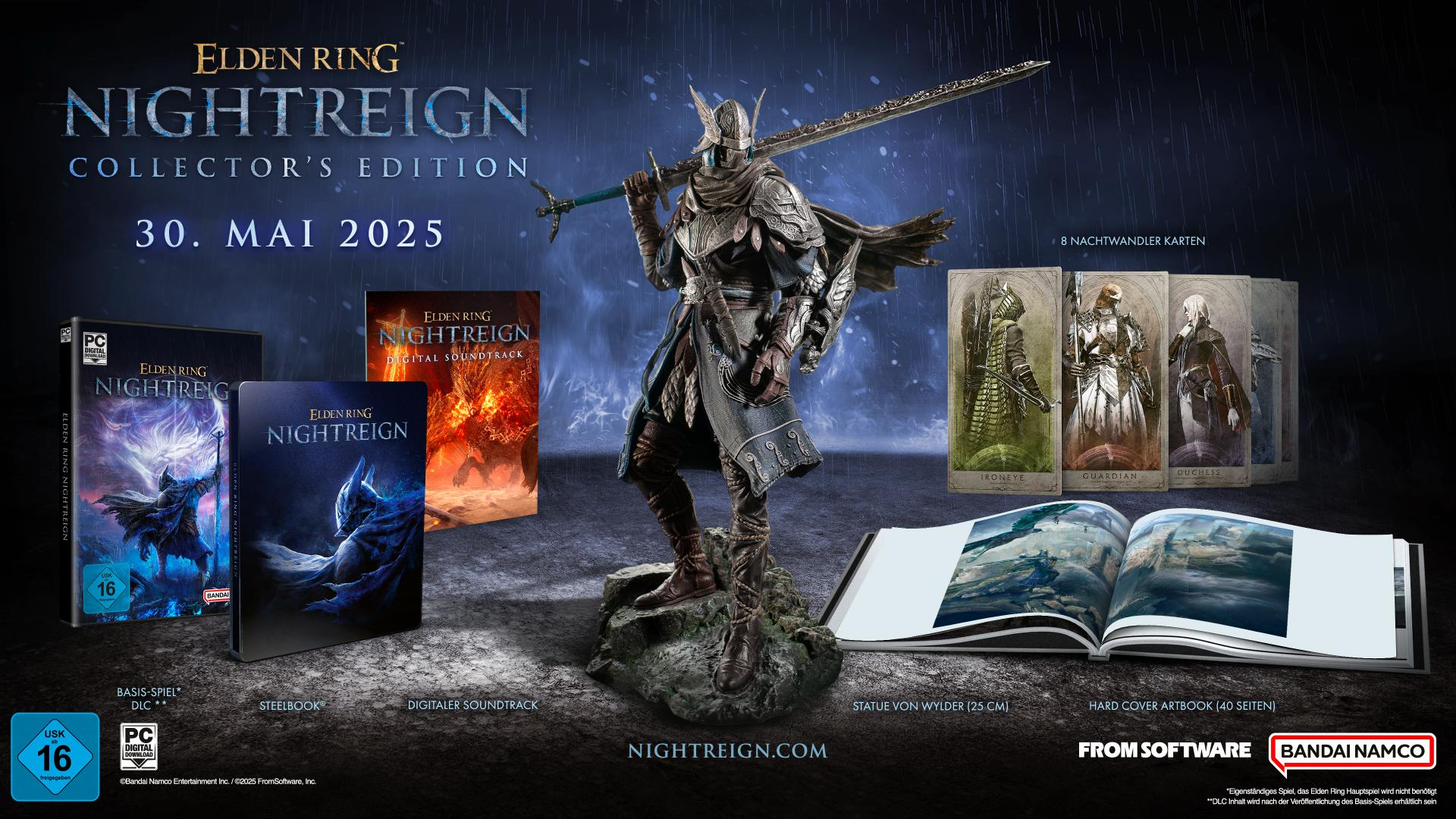 Elden Ring Nightreign Collector's Edition mit Figur, Artbook und Spiel.