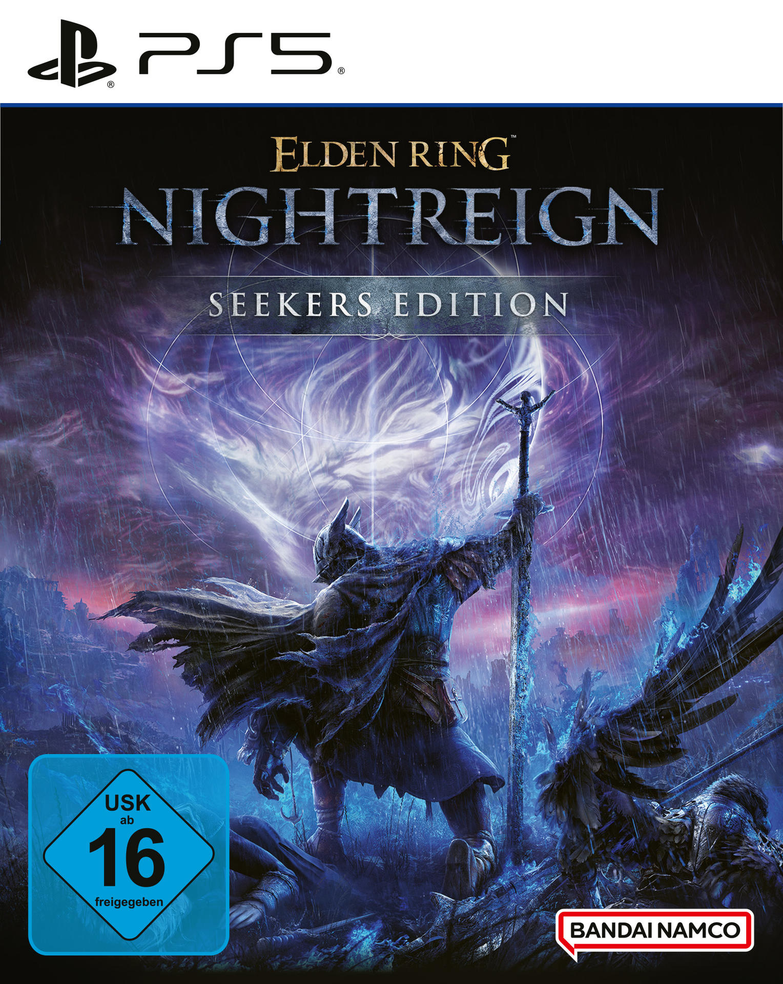 Videospiel-Cover mit einem Ritter, der Name des Spiels ist Elden Ring Nightreign.