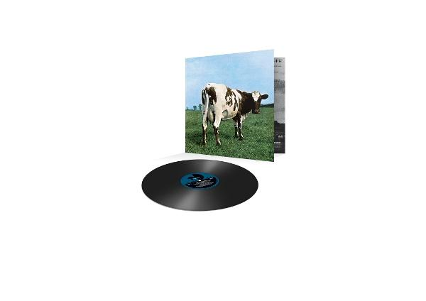 Albumcover für Atom Heart Mother von Pink Floyd, mit einer Kuh auf einer Wiese.