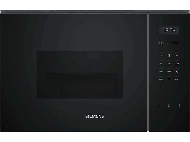Microondas con grill - Siemens BE555LMB1,Serie IQ500, 900 W, 5 niveles, Limpieza HIdrolítica Humid Clean, recetas automáticas CookControl, 25 l, Negro