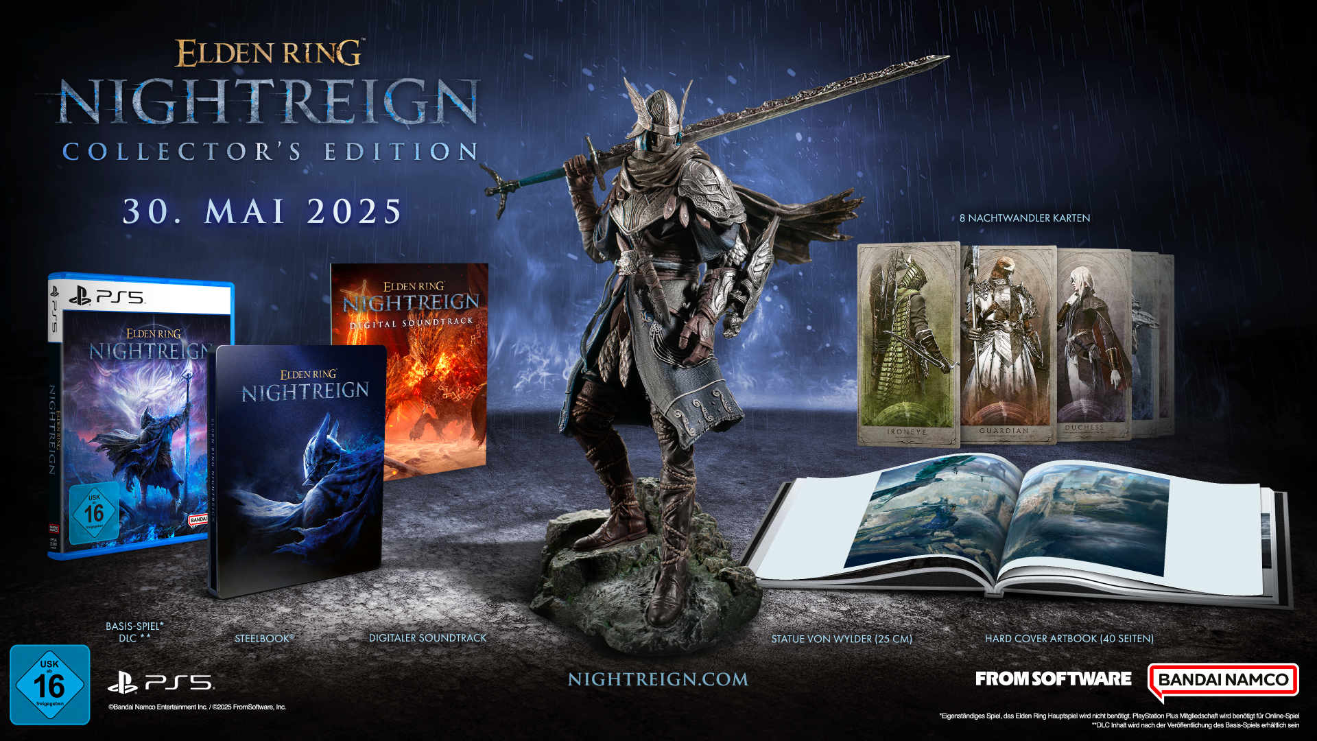 Elden Ring: Nightreign Collector's Edition, inklusive Statue, Soundtrack und Spiel.