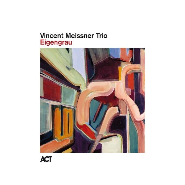 Albumcover für Vincent Meissner Trios 'Eigengrau'. Abstrakte Malerei in gedämpften Farben.