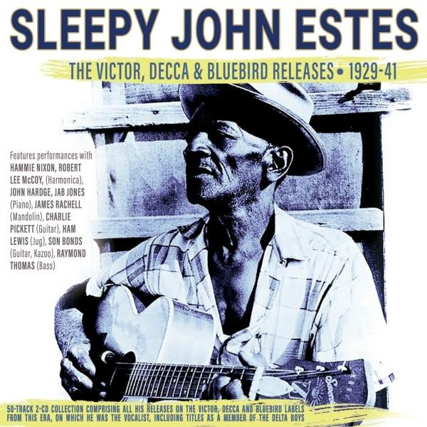 Albumcover von Sleepy John Estes, einem Bluesmusiker, der eine Gitarre hält, mit Text und Foto.