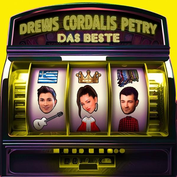 Spielautomat mit Prominentenporträts. Titel: Drews Cordalis Petry, Das Beste.