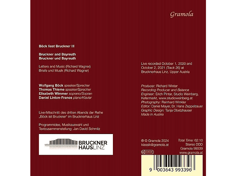Thumbnail - Böck,Wolfgang/Wimmer,Elisabeth - Böck liest Bruckner III (CD)