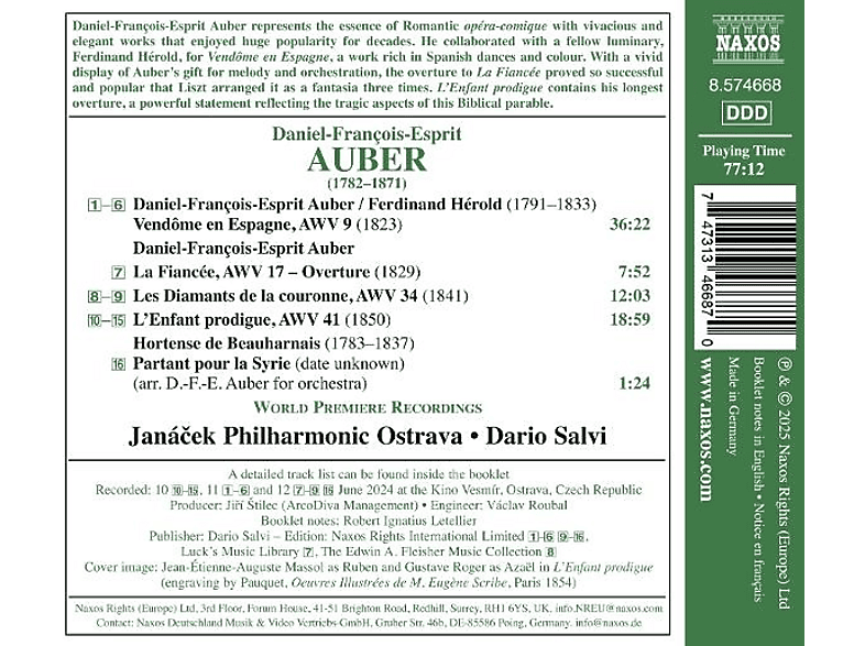 Thumbnail - Janácek Philharmonic Orchestra - Dario Salvi (dir) Auber: Overtures, Vol. 8 (CD)
