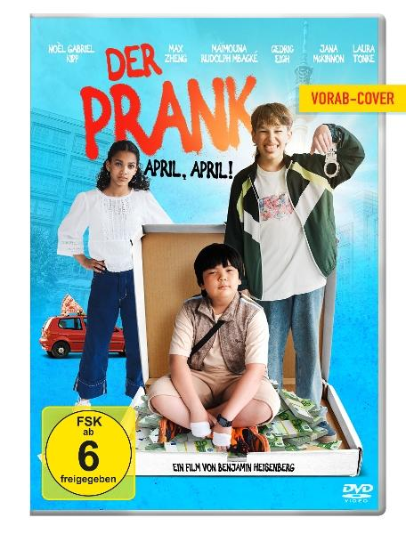 DVD-Cover: Drei Teenager vor einem Auto, Text 'DER PRANK' auf blauem Hintergrund.