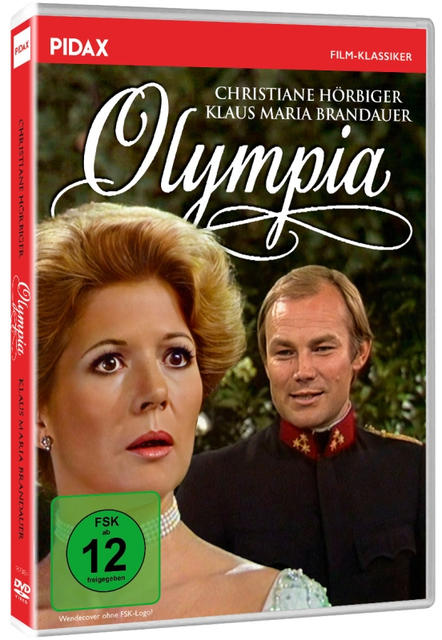 Filmposter mit Mann und Frau, Titel 'Olympia'.
