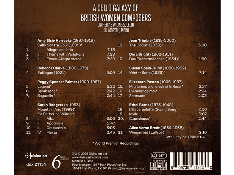 Thumbnail - Morton, Jill/Wilmers, Catherine - A Cello Galaxy of British Women Composers (CD)