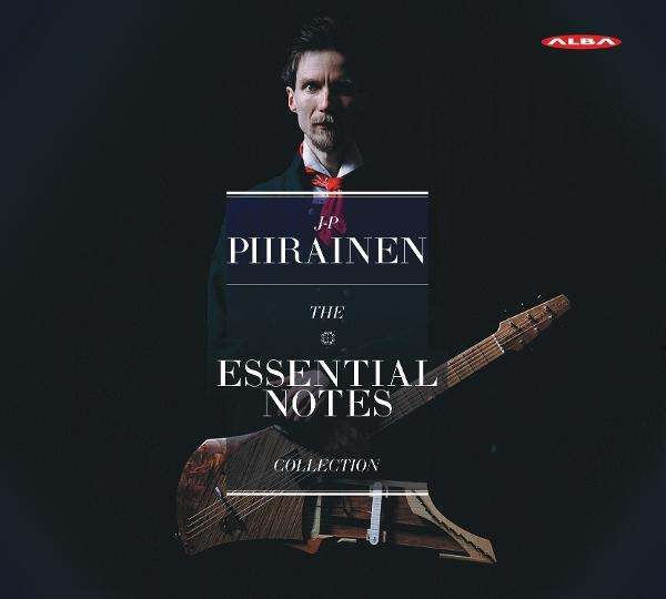 Ein Mann in dunklem Anzug mit Gitarre und dem Text 'The Essential Notes Collection'.