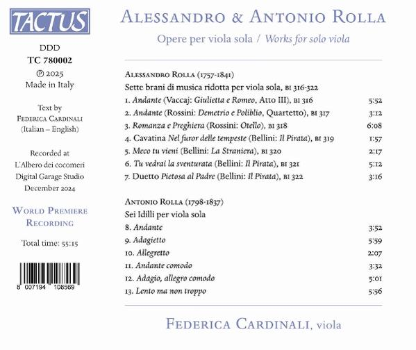Textbasierte Album-Rückseite mit Musikdetails und Text auf Italienisch und Englisch.