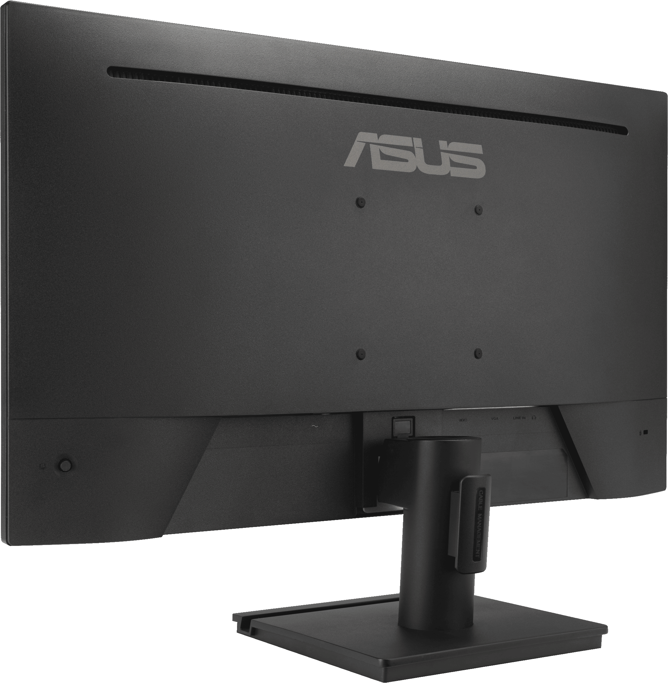 Moniteur d'ordinateur noir avec un support. Fond noir.