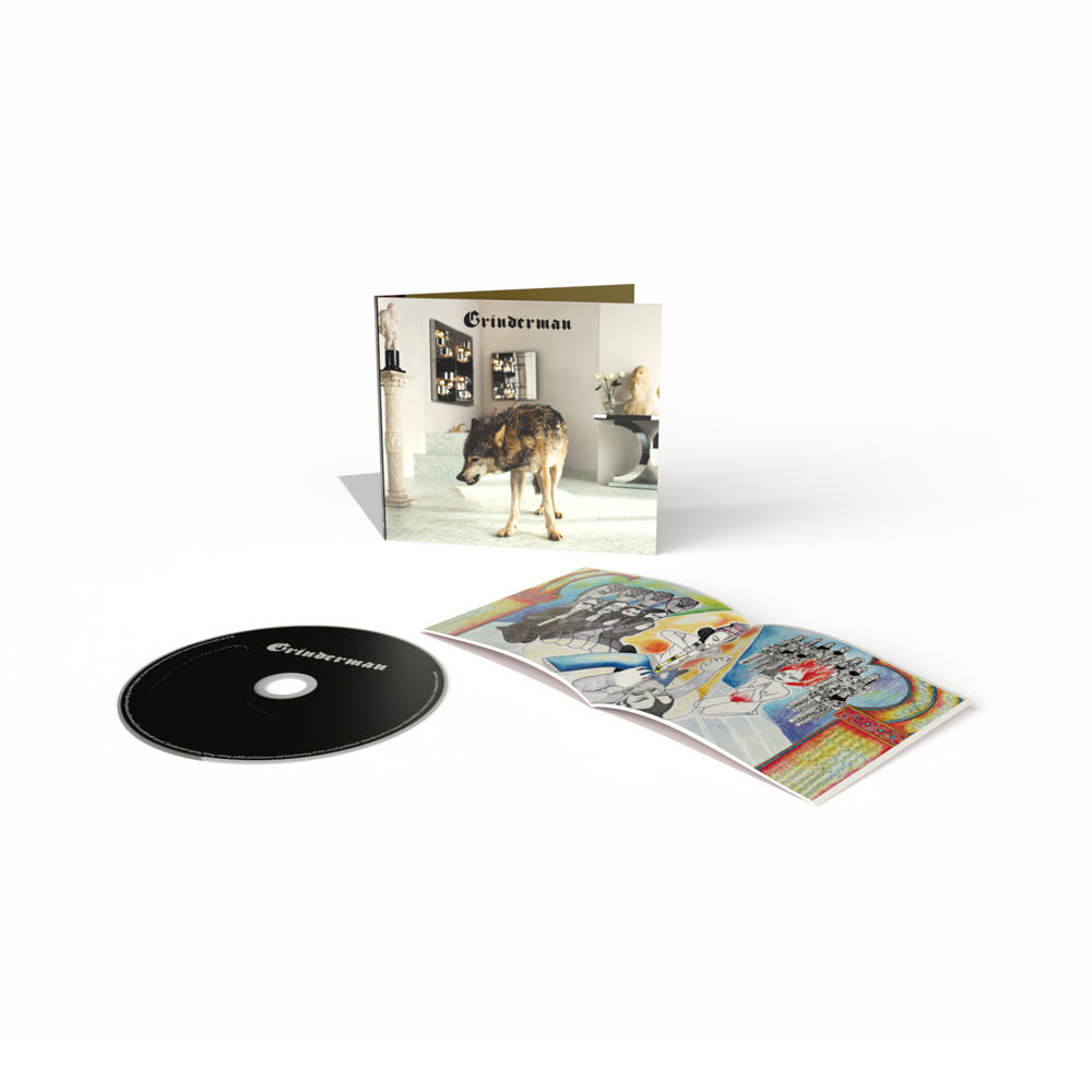 Album CD avec illustration d'un loup dans une pièce. Le CD est à gauche.