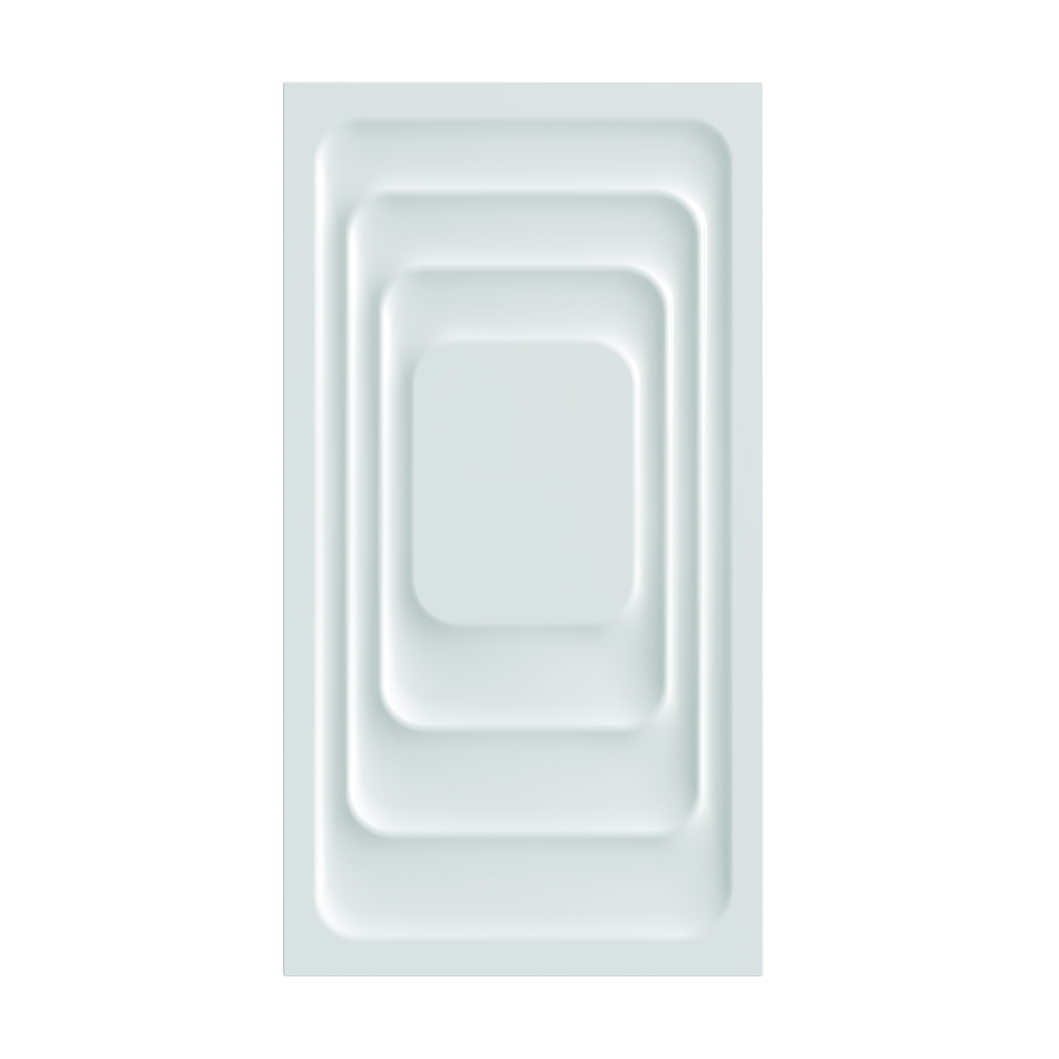 Plateau rectangulaire blanc avec des formes carrées encastrées.