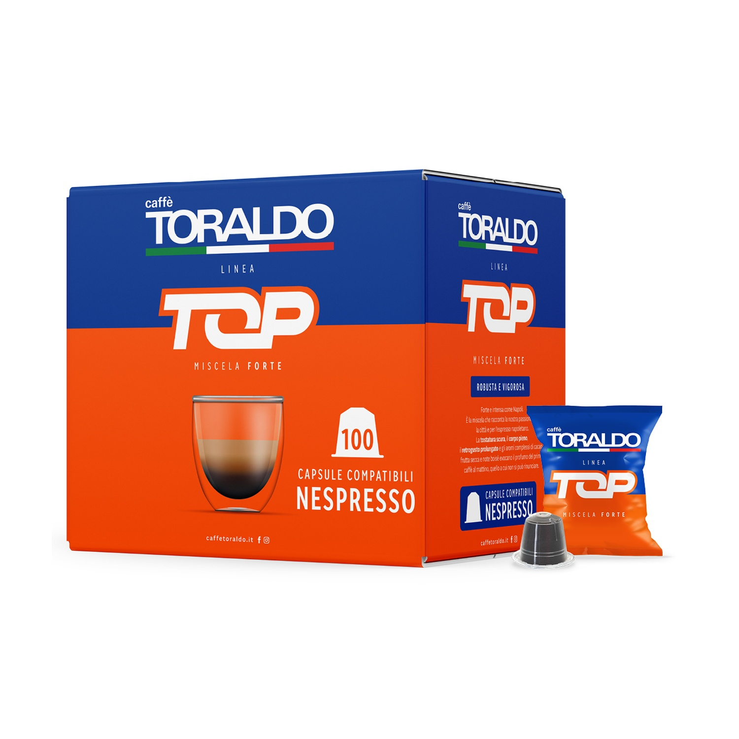 TORALDO Caffè in capsule LINEA TOP FORTE NESP 100C, Nespresso Original