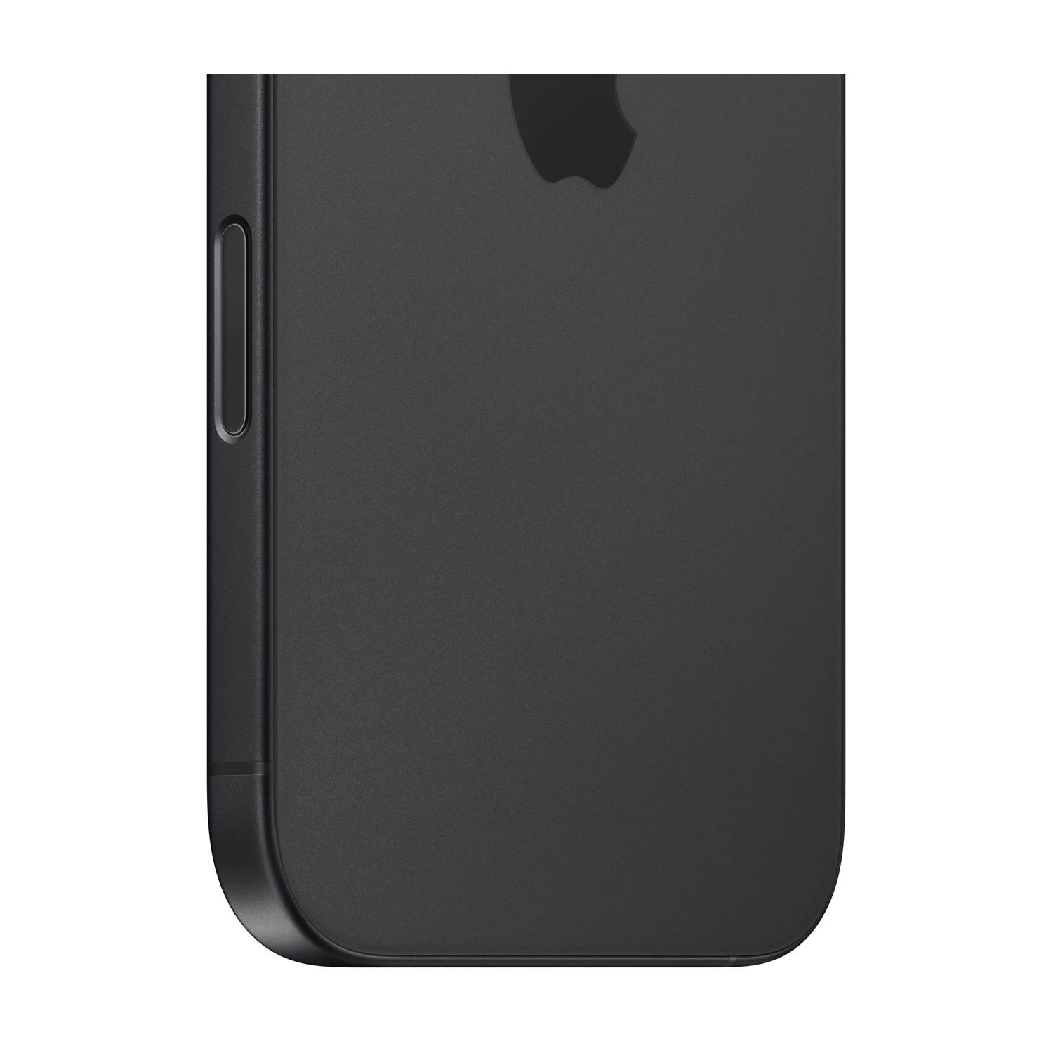 Primo piano del bordo di un iPhone nero, che mostra il pulsante del volume e il lato del telefono.