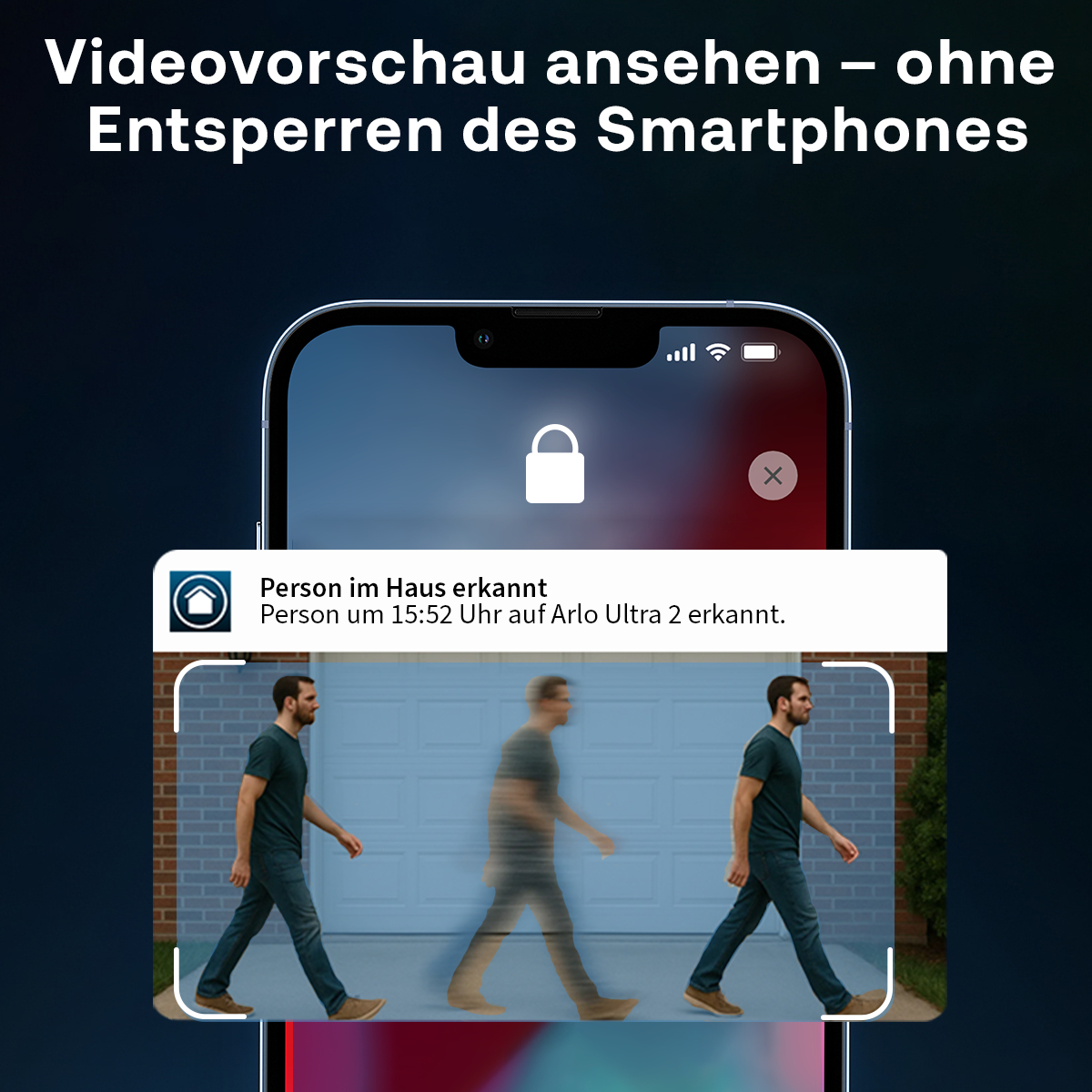 Ein Telefon zeigt eine Videovorschau auf einem Sperrbildschirm.