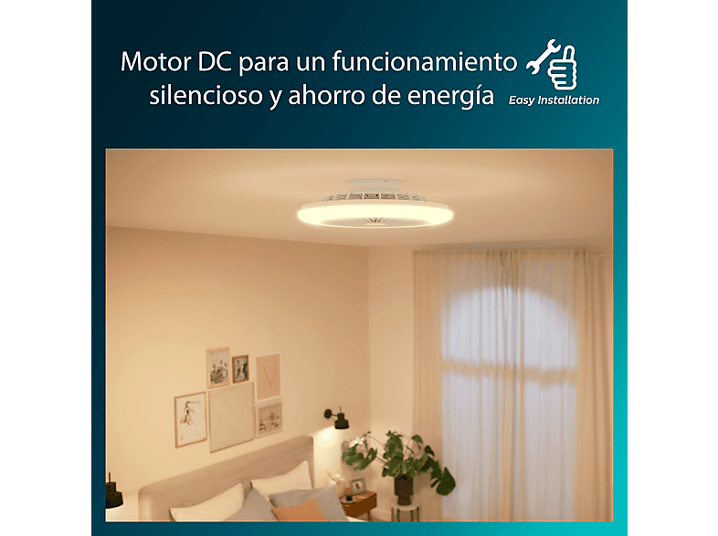 Ventilador de techo - Philips Amigo 60+25 W, Luz LED, Regulable, Mando a distancia, Blanco – imagen 3