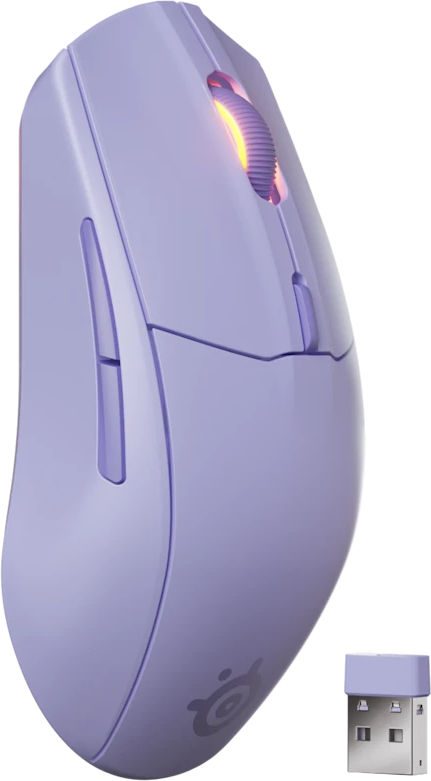 STEELSERIES Rival 3 WL Gen2 vezeték nélküli optikai egér, max 18000 dpi, 2,4 GHz + Bluetooth, lila (62525)
