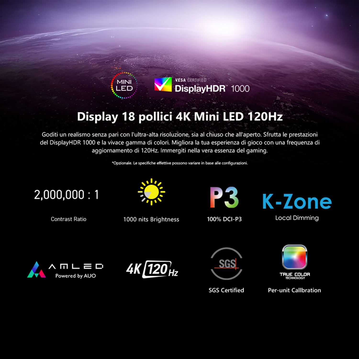 Monitor con funzionalità 4K, Mini LED, 120Hz.