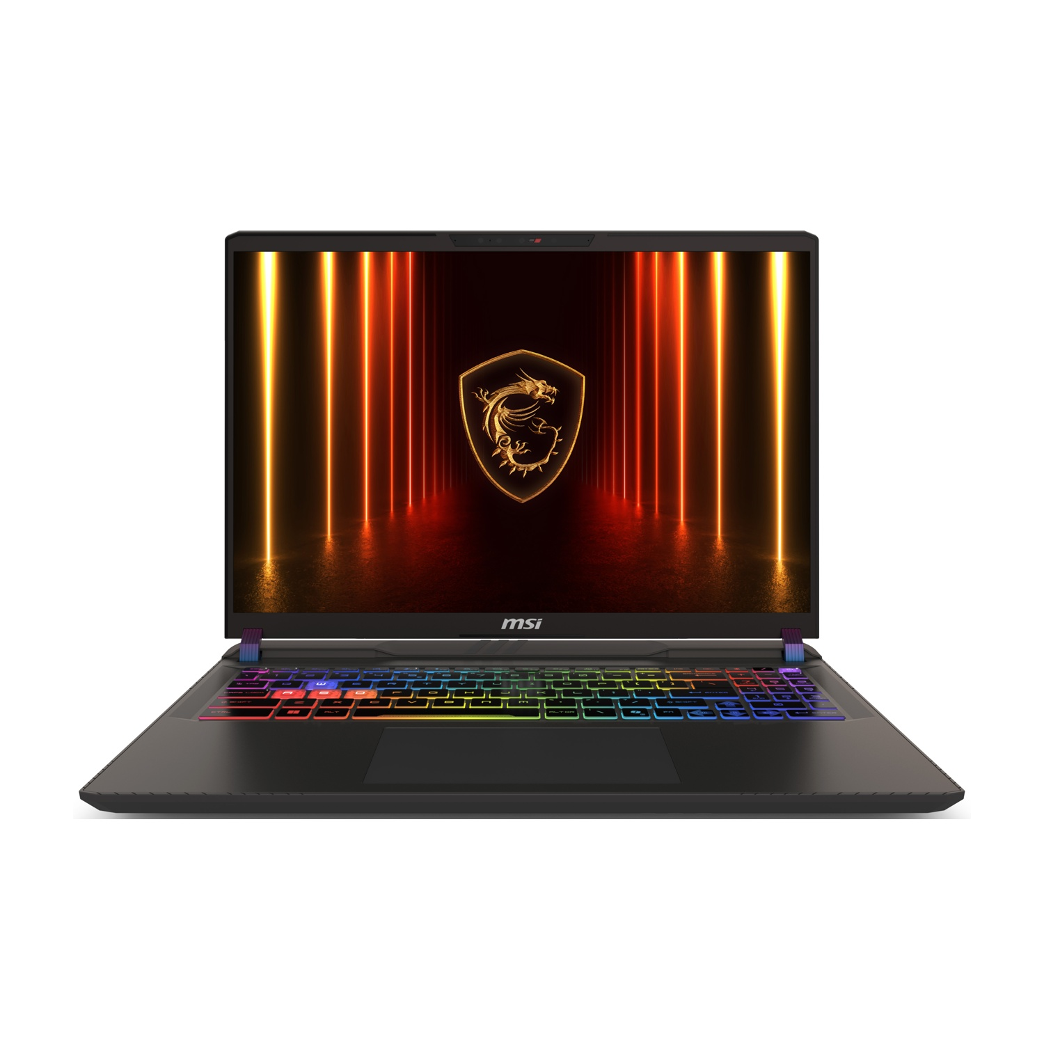 Laptop da gaming MSI con tastiera colorata e schermo.