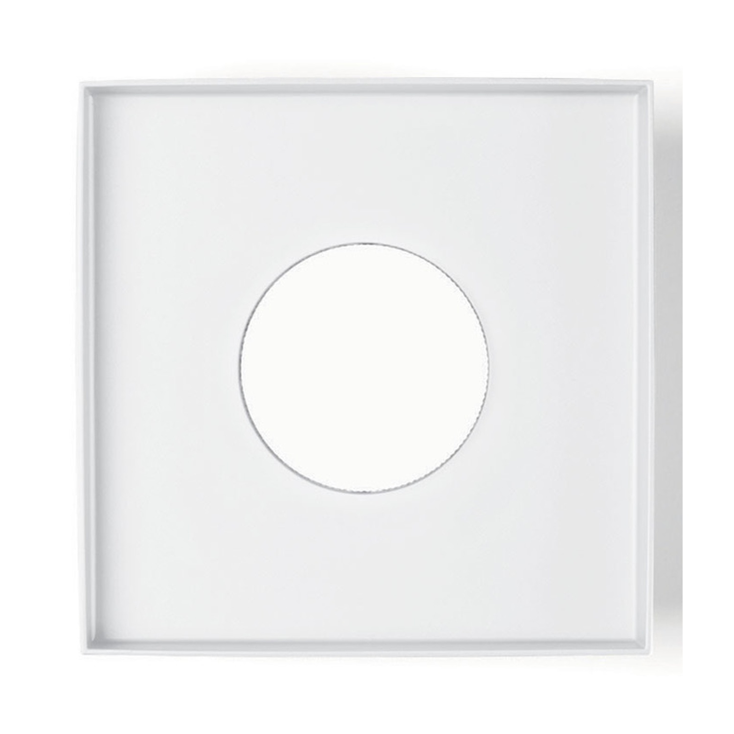 Quadrato bianco con un cerchio bianco centrato.