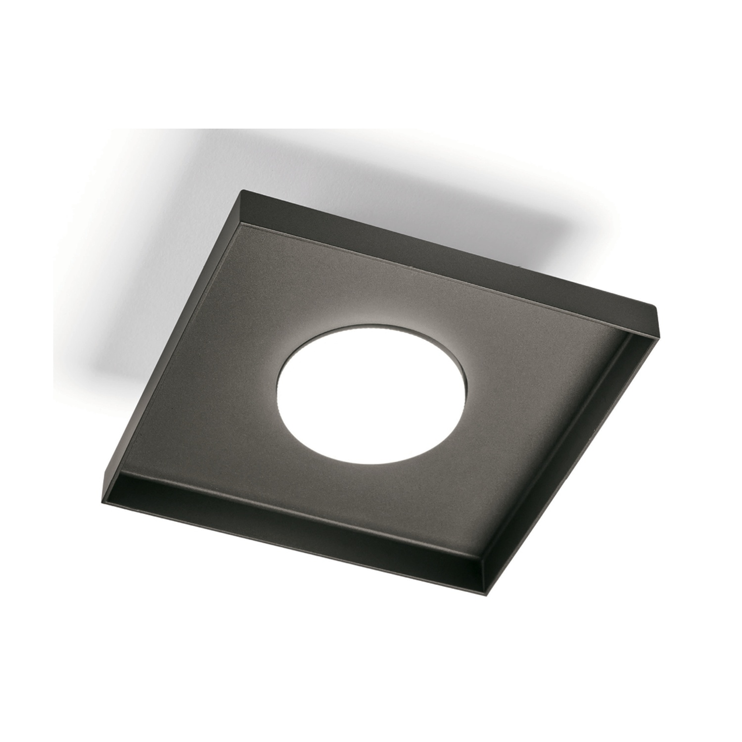 Un apparecchio di illuminazione rettangolare bianco con due sorgenti luminose rotonde.
