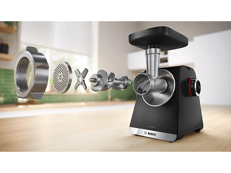 Bosch MFWS660B Serie 6, Fleischwolf, MultiPower, 2100 W, Schwarz, silver metalic — Foto 2 von 5