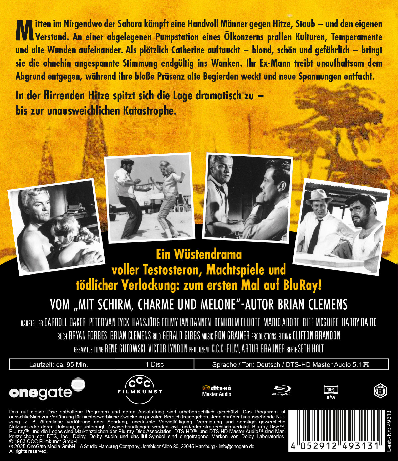 Rückseite einer DVD-Hülle. Text auf Deutsch, Bilder von Personen. Onegate-Logo unten.
