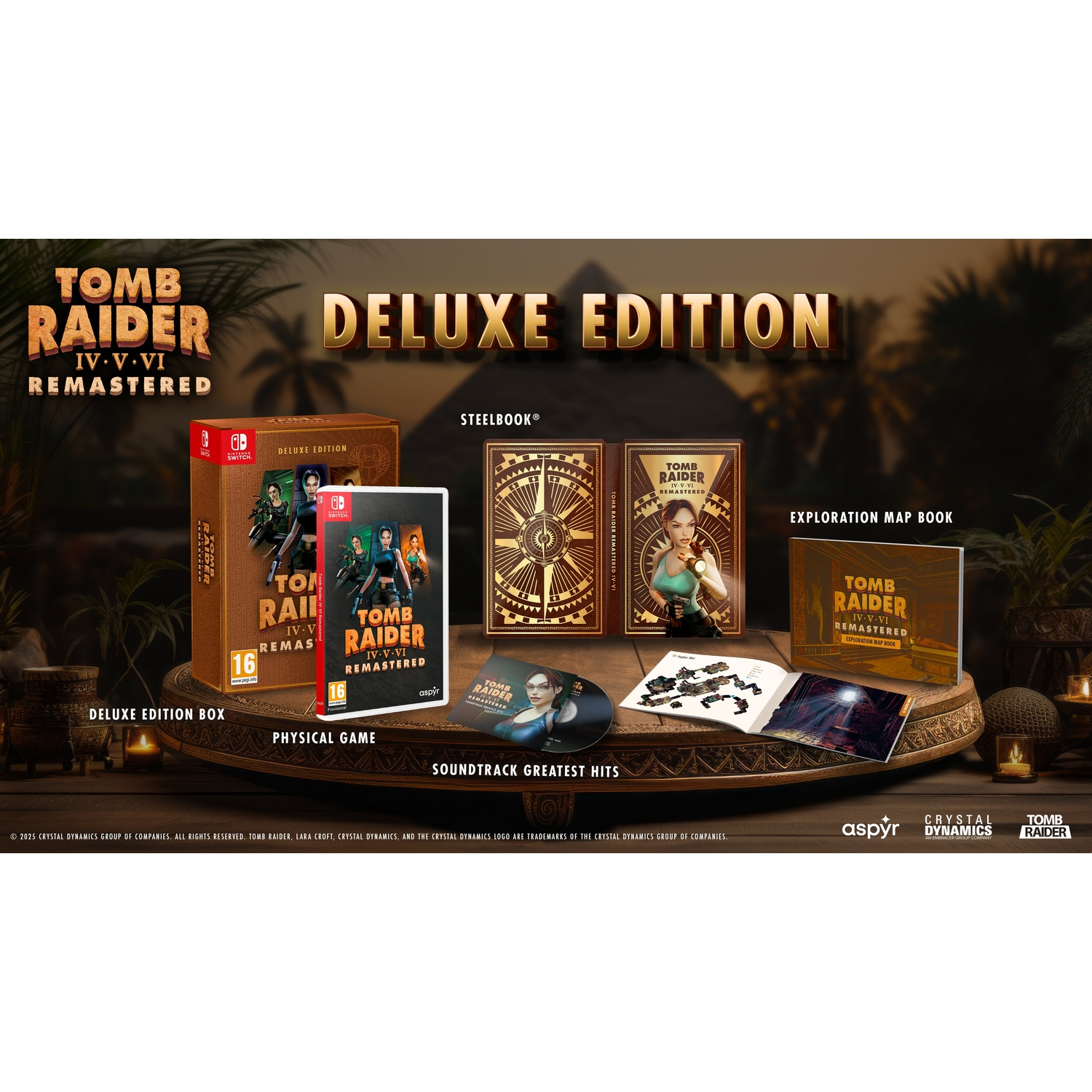 Deluxe Edition van Tomb Raider IV-VI Remastered, met game, steelbook en extra's.
